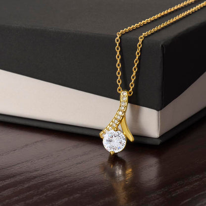 Alluring Beauty Necklace – Mother's Day gift necklace in gold finish with ribbon pendant